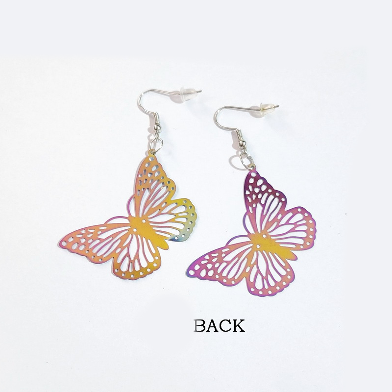 Colorful Laser Butterfly Metal Earrings