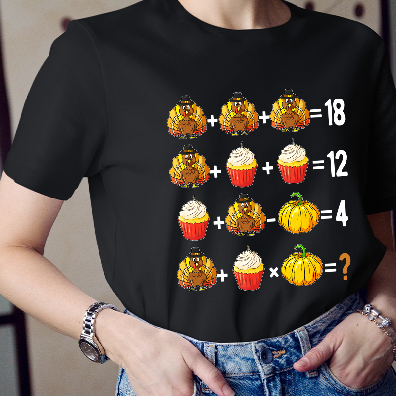 Thanksgiving Vibes Math Calculations Teacher T-Shirt
