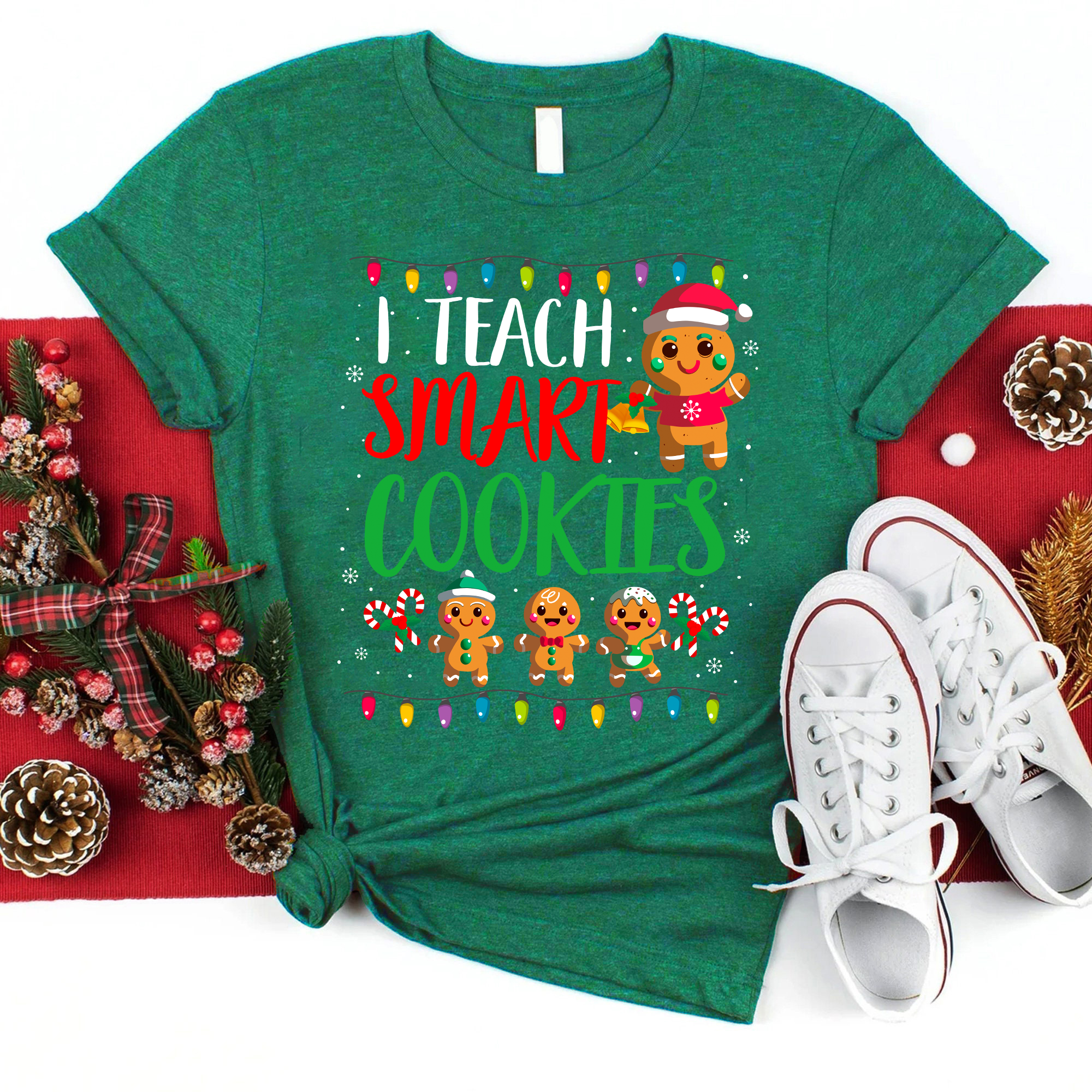 I Teach The Smart Cookies Gingerbread Man Teacher T-Shirt