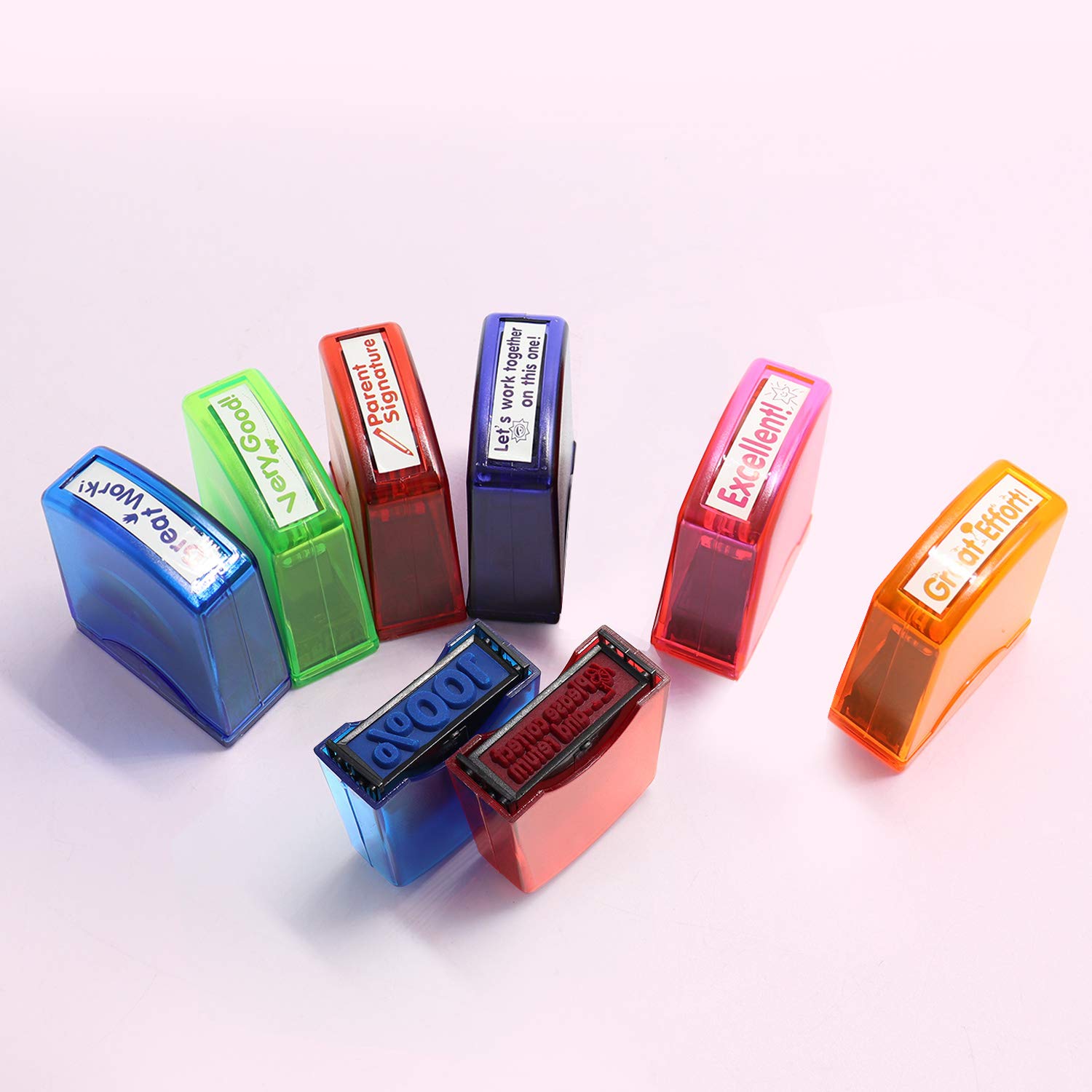 8PCS Teacher Stamp Set Colorful Self-Inking