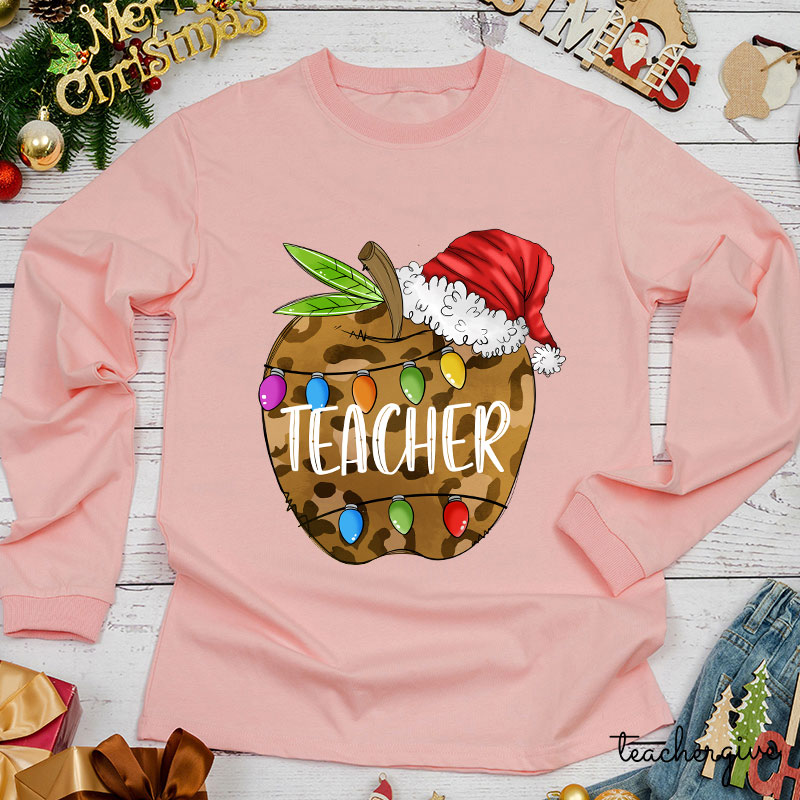 Christmas Apple Teacher Long Sleeve T-Shirt