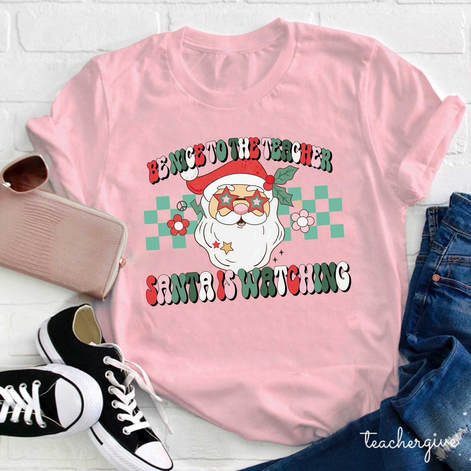 Be Nice To The Teacher Santa Is Watching Teacher T-Shirt
