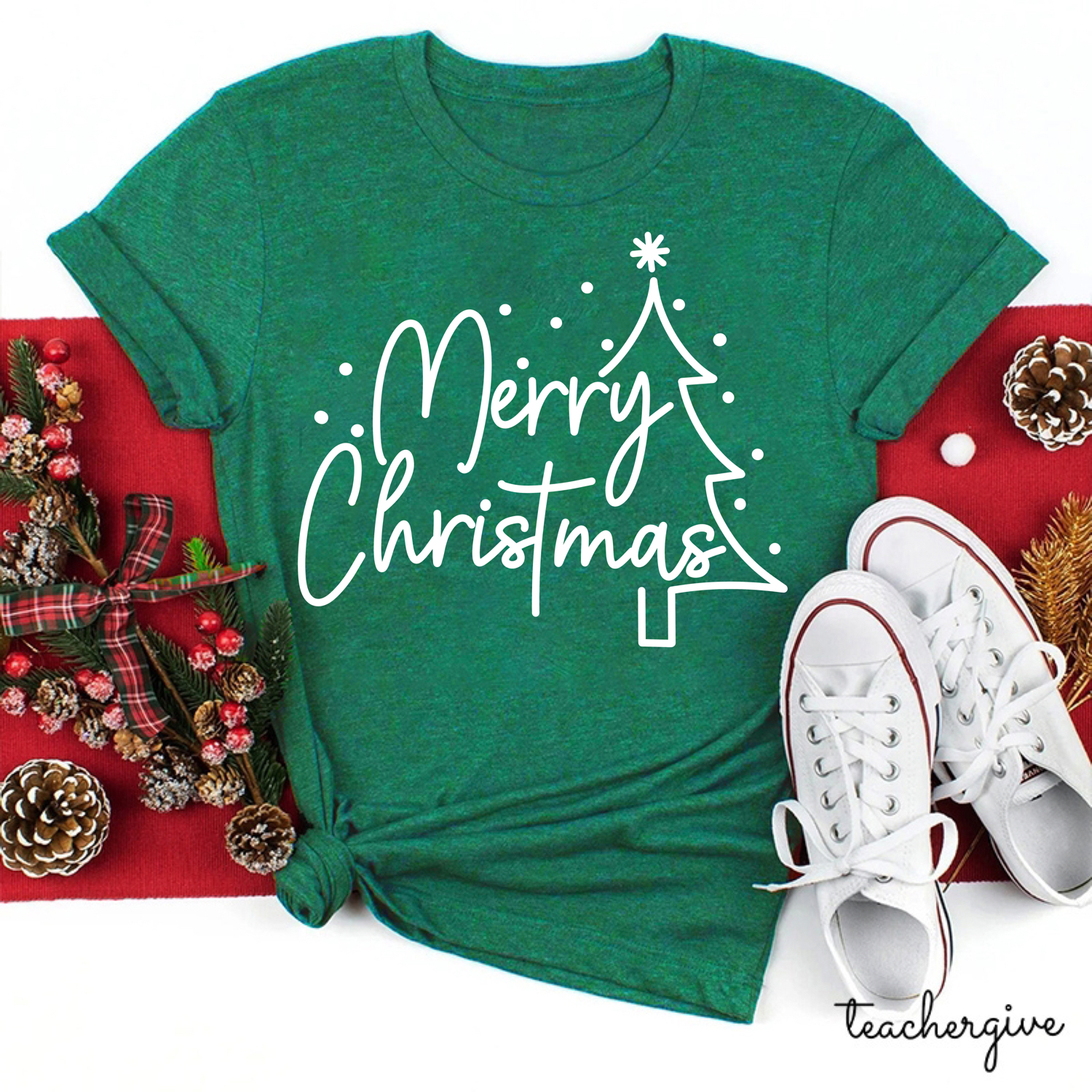 Merry Christmas Simple Christmas Teacher T-Shirt
