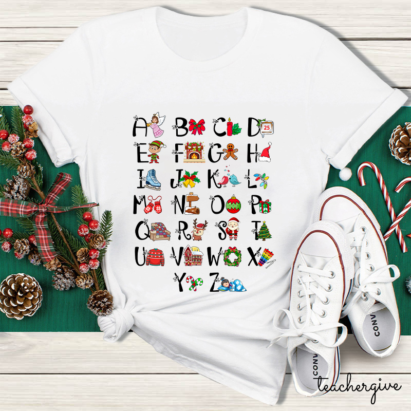 Learn The Alphabet With Christmas Teacher T-Shirt