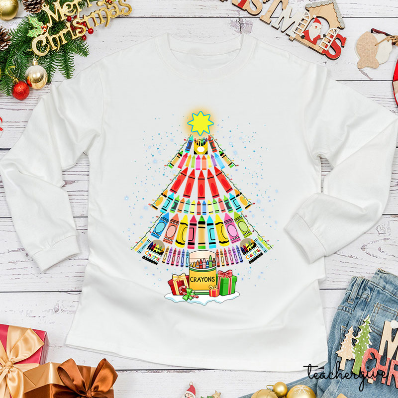 Come And Paint A Christmas Tree With Me Teacher Long Sleeve T-Shirt