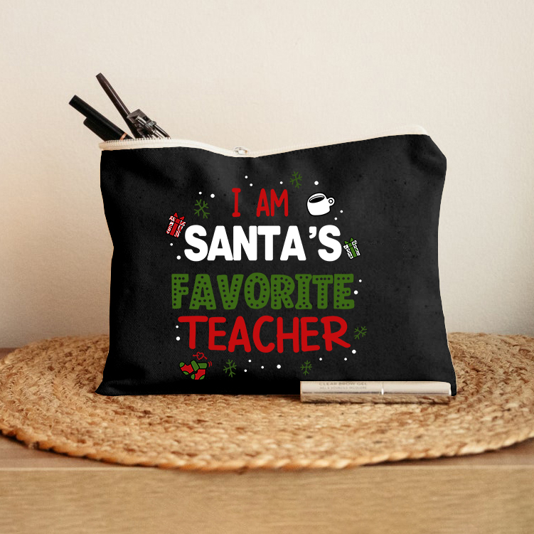 I Am Santa's Favorite Teacher Makeup Bag