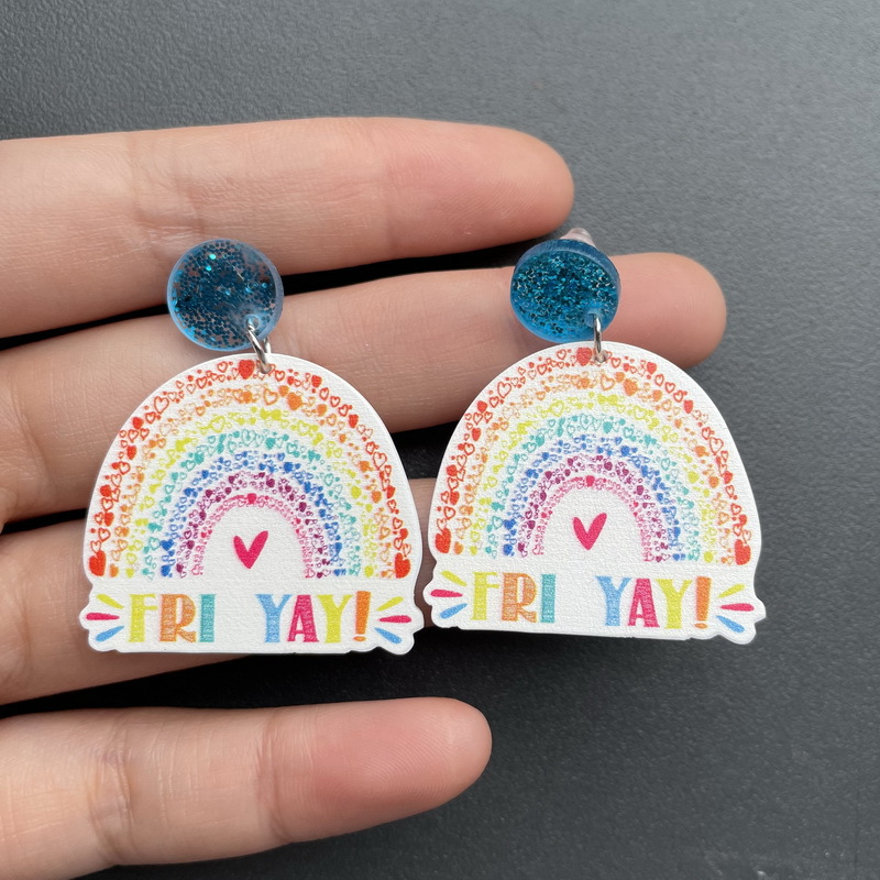 Fri Yay Rainbow  Acrylic  Earrings