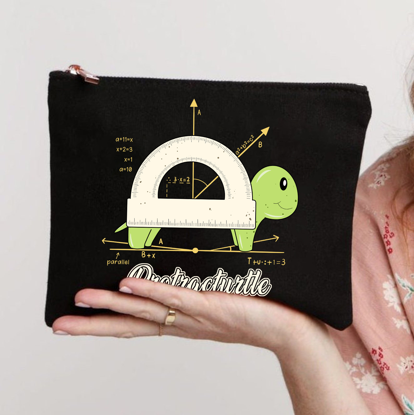 Math Protractor Turtle Makeup Bag