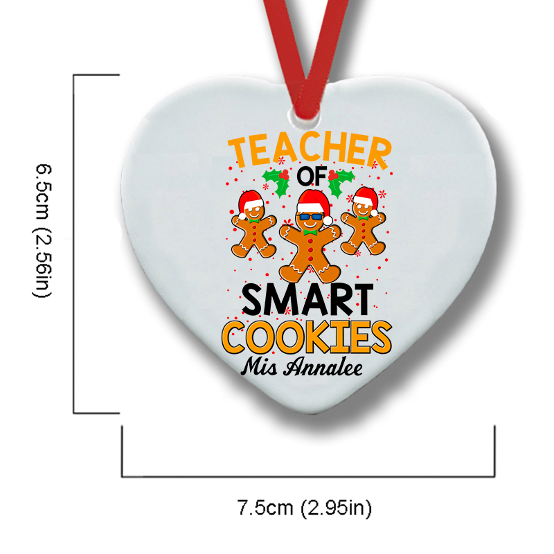 Personalized Teacher Of Smart Cookies Teacher Ceramic Christmas Ornament