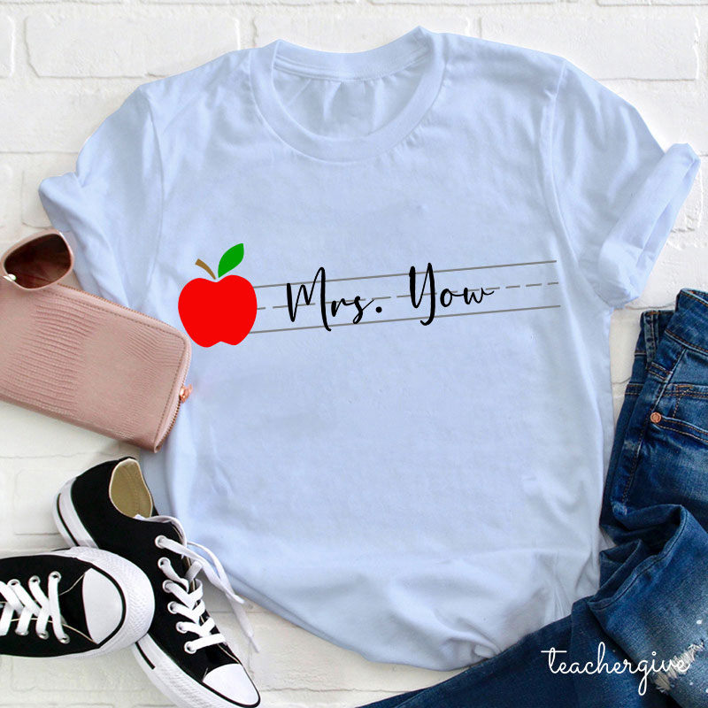 Personalized Teacher Name Apple T-Shirt