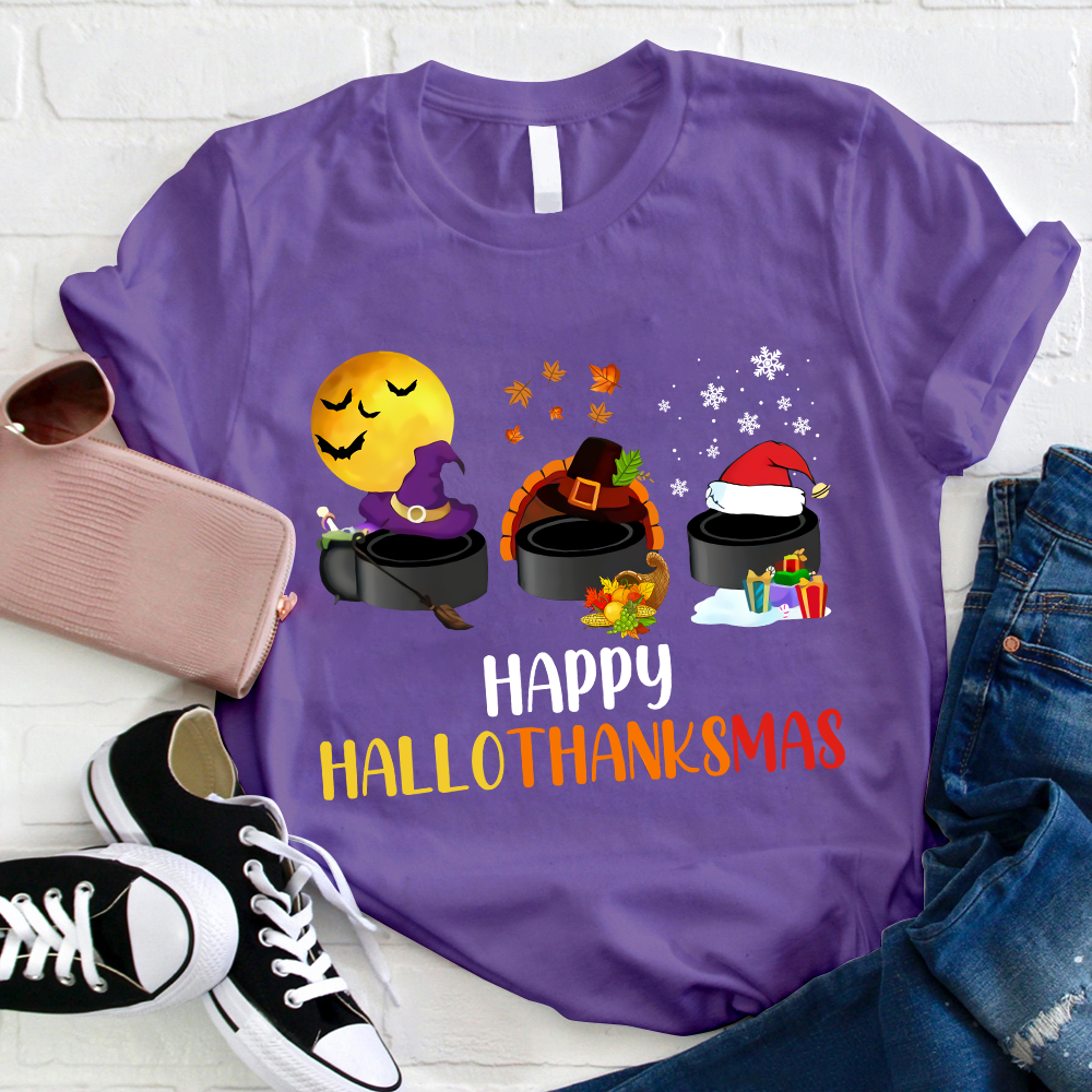 Hats Wish You Happy Hallothanksmas Teacher T-Shirt