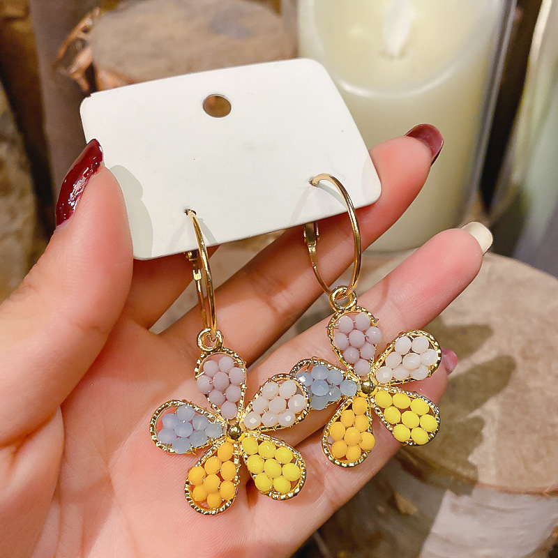 Colorful Bead Flower Earrings
