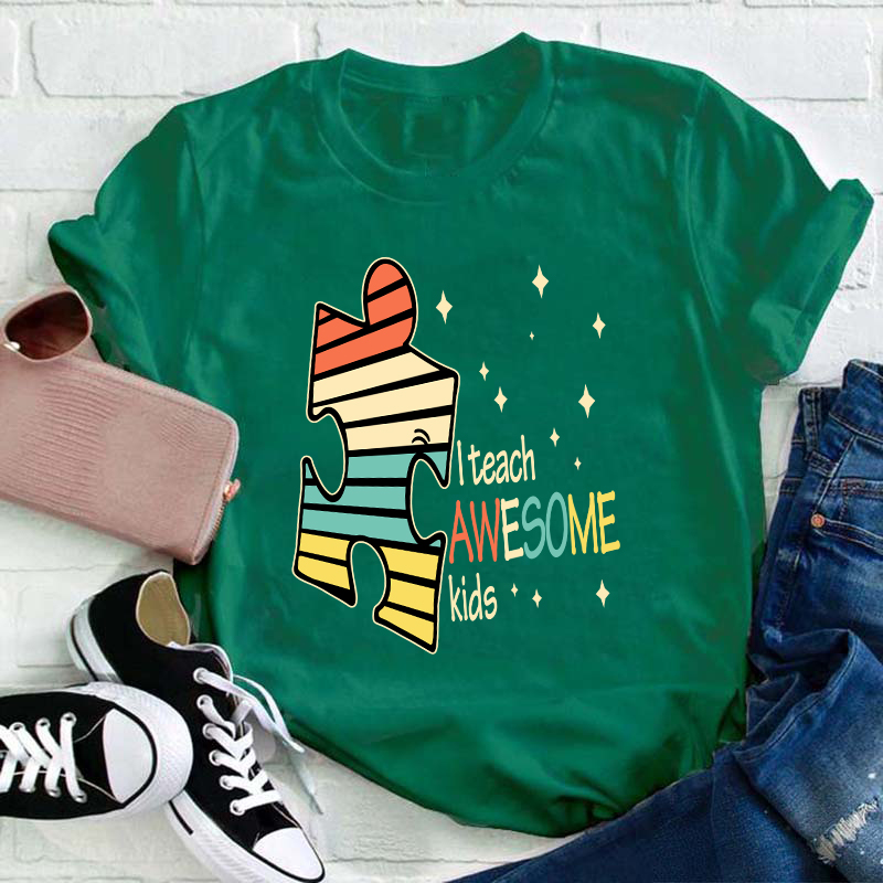I Teach Awesome Kids Puzzle  T-Shirt