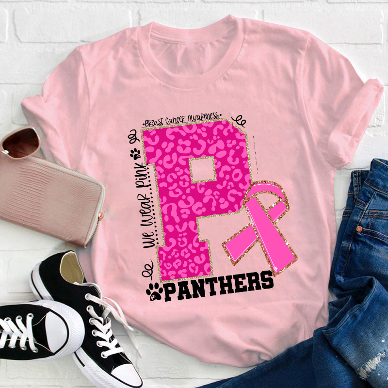 Personalized We Wear Pink Breast Cancer Teacher T-Shirt