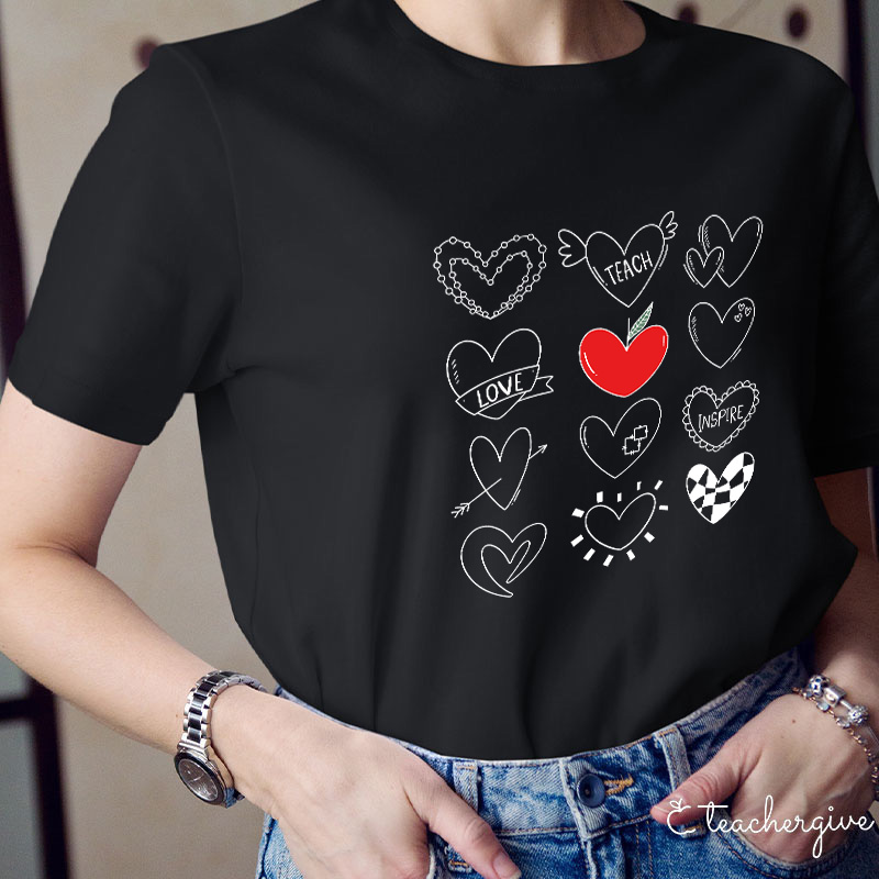 Teach Love Inspire Heart Collection Teacher T-Shirt
