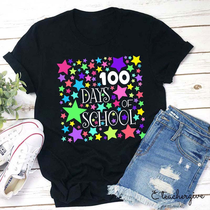 Stars 100 Days Of School Teacher T-Shirt