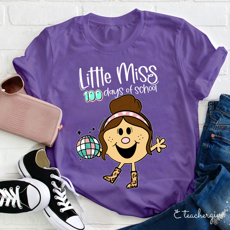 Special Designed Little Miss 100 Days Of School Teacher T-Shirt