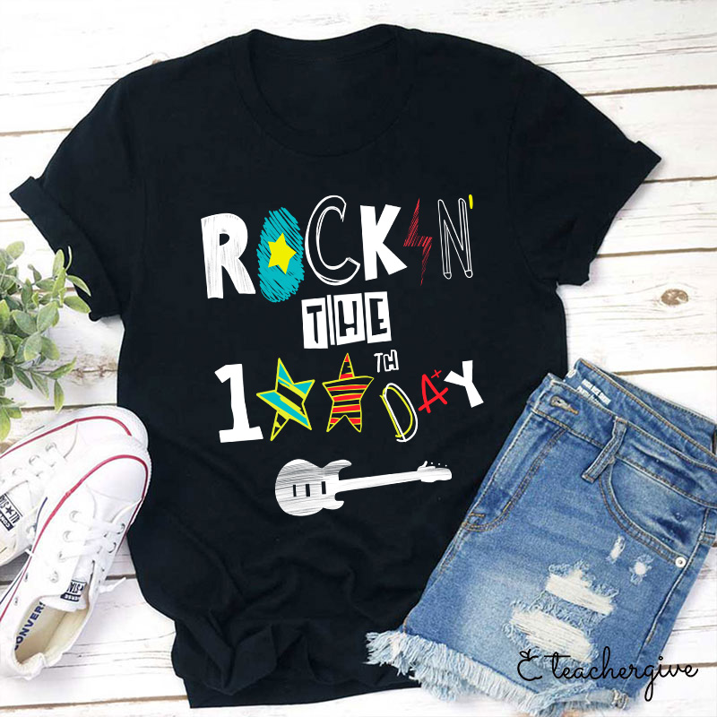 Rockin' The 100th Day Guitar Teacher T-Shirt