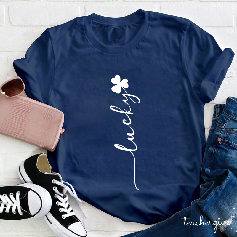 Clover Flower Lucky Stem Teacher T-Shirt