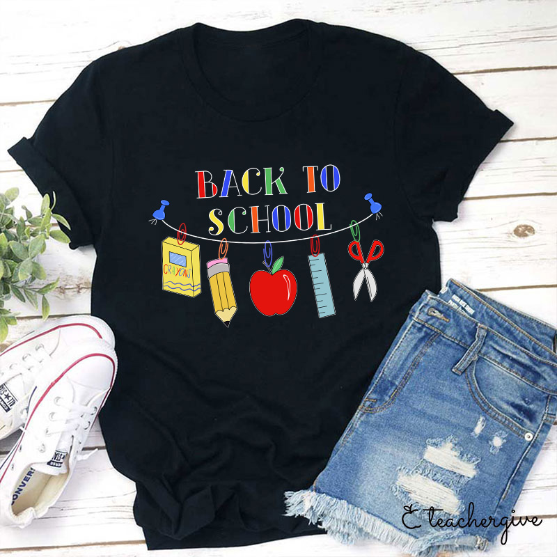 Back To School Crayons Pencil Apple T-Shirt