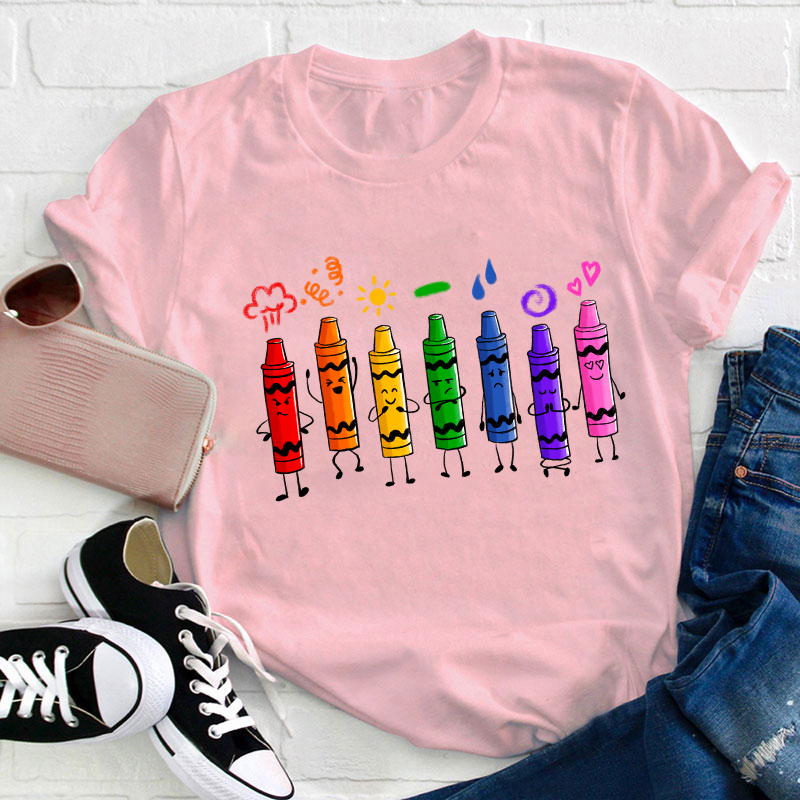 Mood Color Crayons Teacher T-Shirt