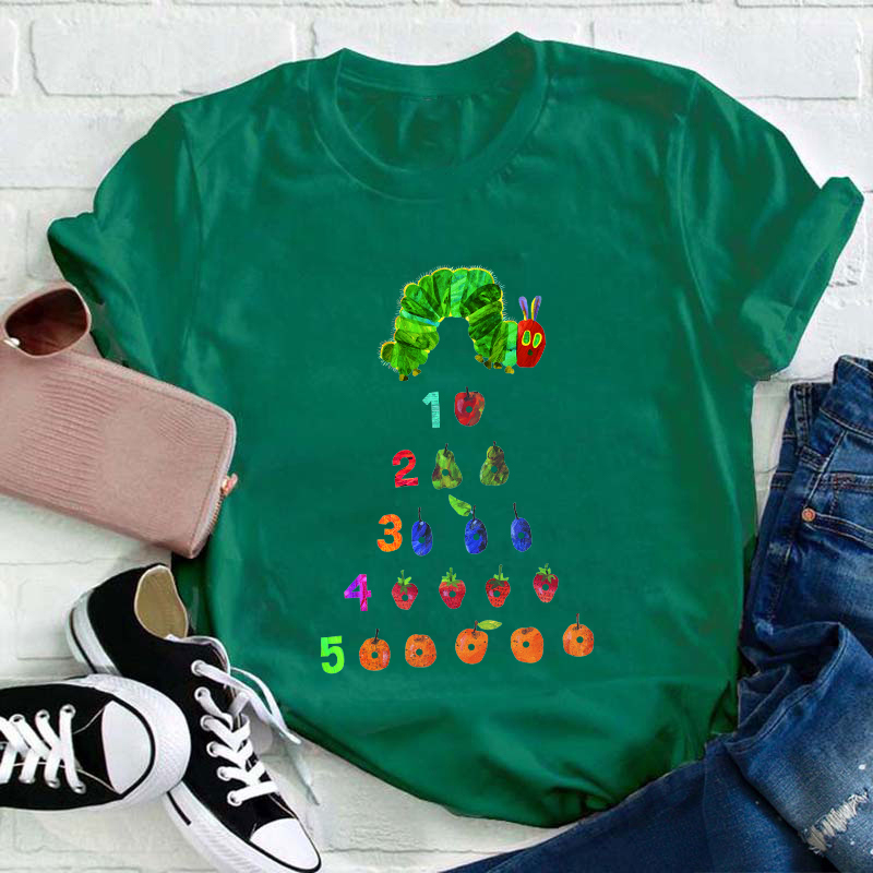 Caterpillar Numbers And Fruits Teacher T-Shirt