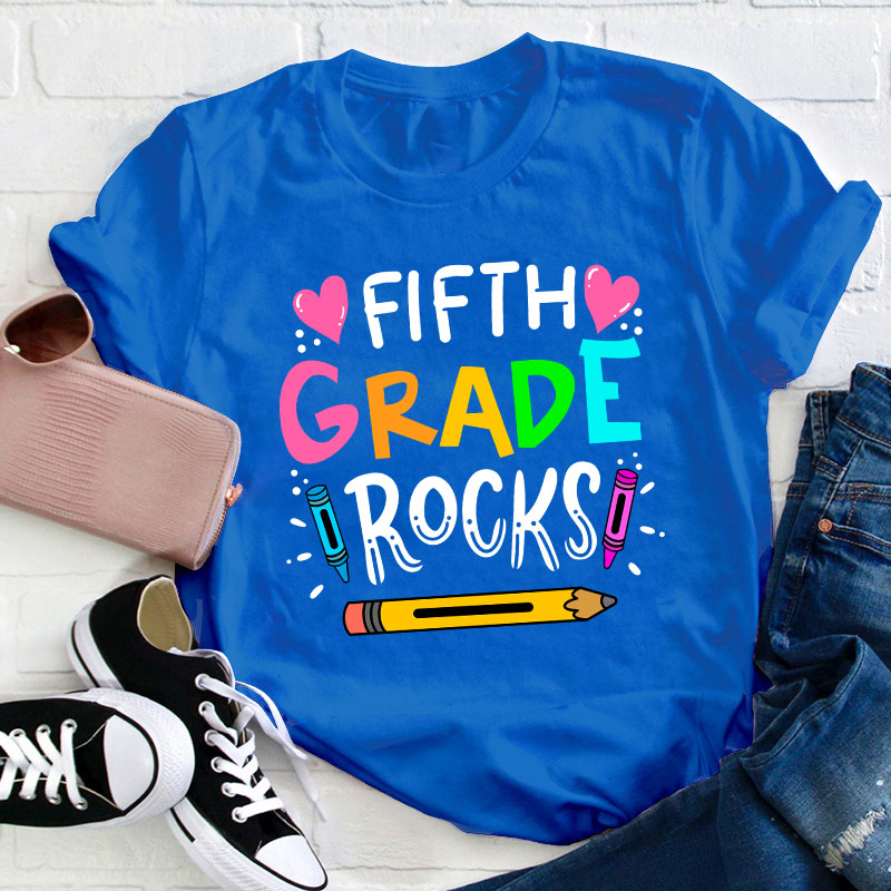 Personalized Grade Rocks Teacher T-Shirt