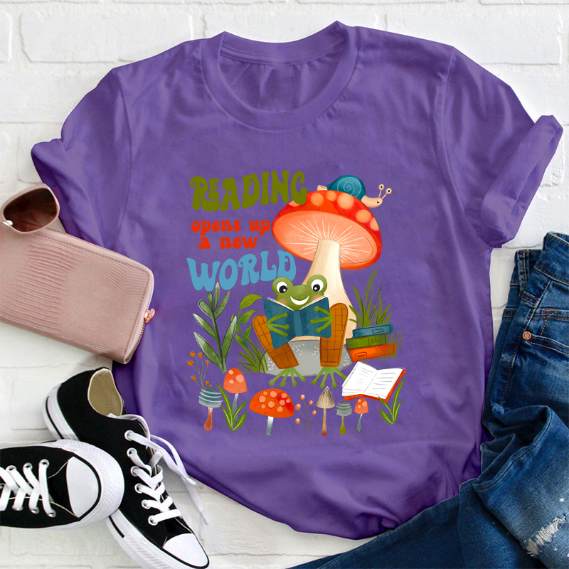 Reading Opens Up A New World Teacher T-Shirt