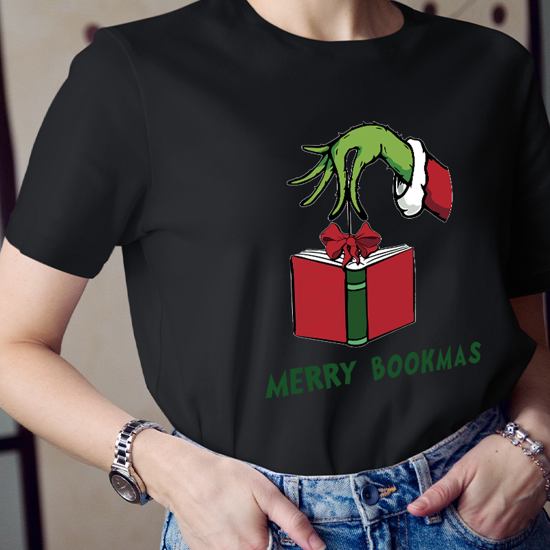 What A Good Day To Read Merry Bookmas Teacher T-Shirt