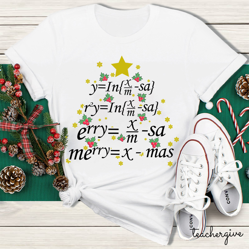 Merry Christmas Math Equation Teacher T-Shirt
