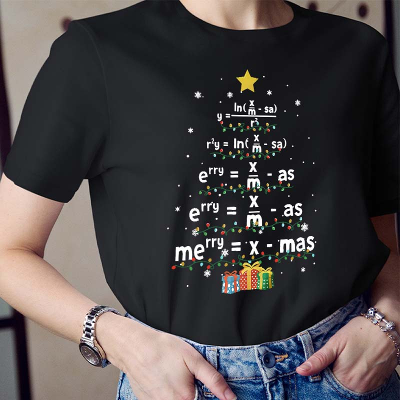 Merry Xmas Christmas Tree Teacher T-Shirt