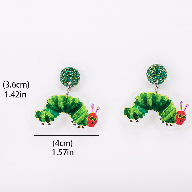 Green Caterpillar Earrings