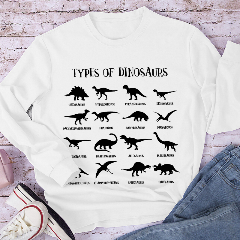 Types Of Dinosaurs Long Sleeve T-Shirt