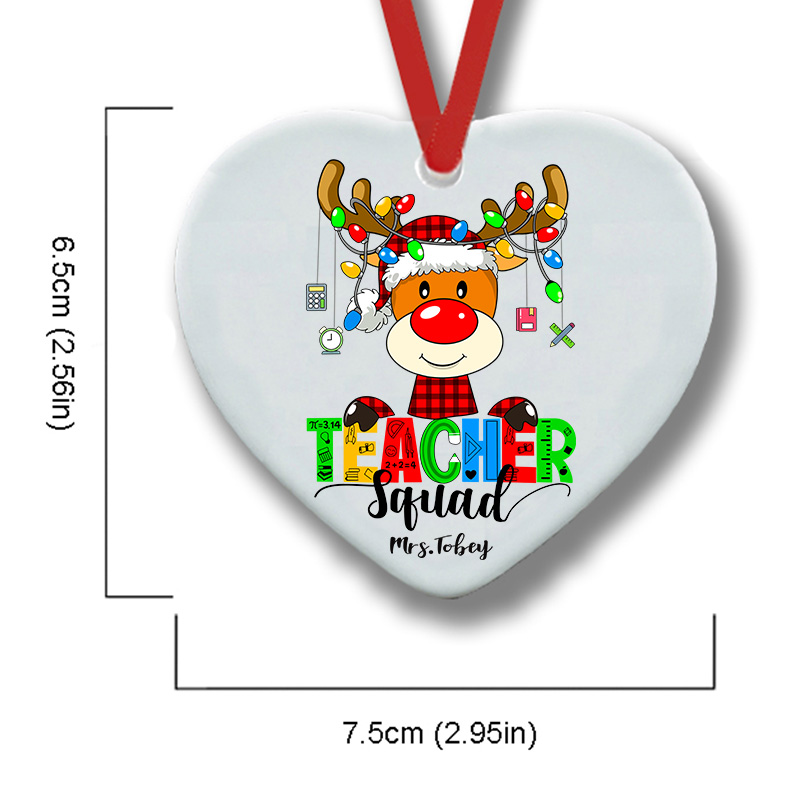 Personalized Join The Teacher Squad Teacher Ceramic Christmas Ornament