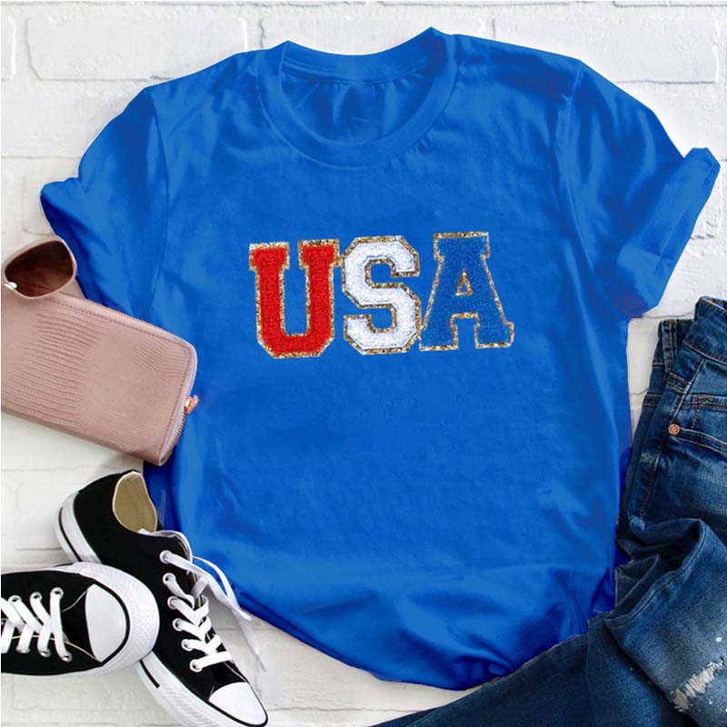Glitter USA Teacher T-Shirt