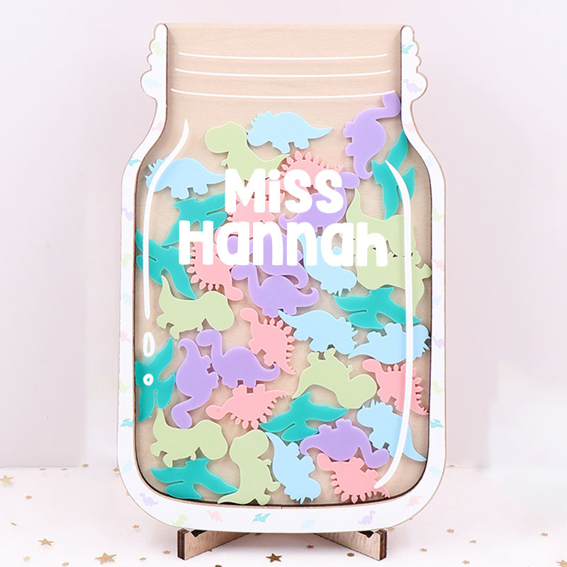 Personalized Fill The Jar With Colorful Little Dinosaurs Teacher Reward Jar