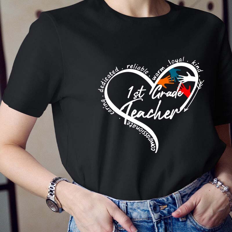 Personalized Grade Warm Kind Caring Reliable Teacher T-Shirt
