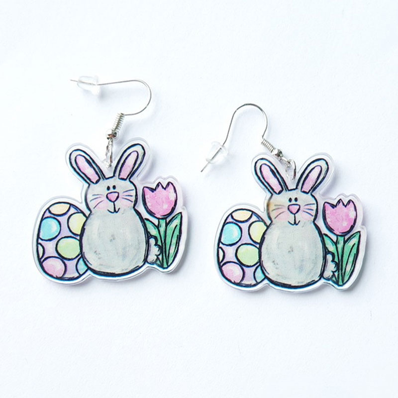 Cute Bunny Teacher Acrylic Earrings