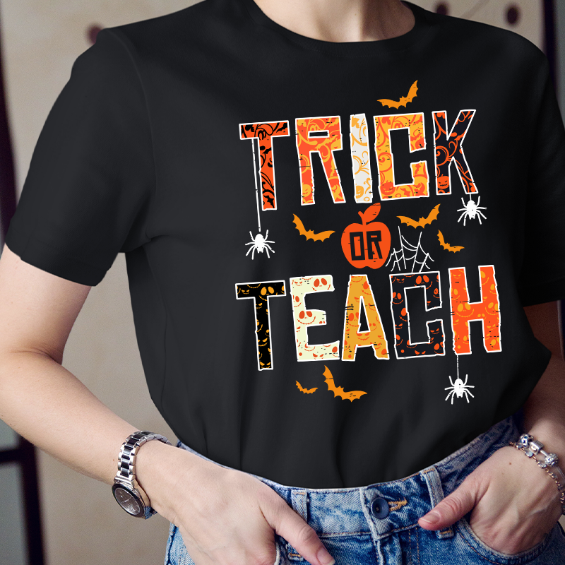 Trick Or Teach Funny Bats And Spiders T-Shirt