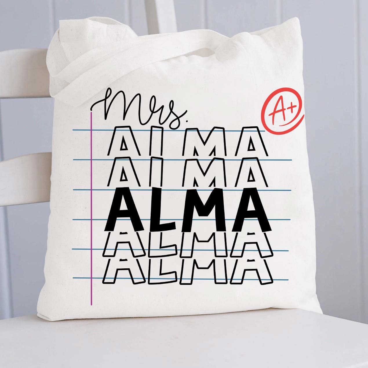 Personalized Teacher Name Tote Bag