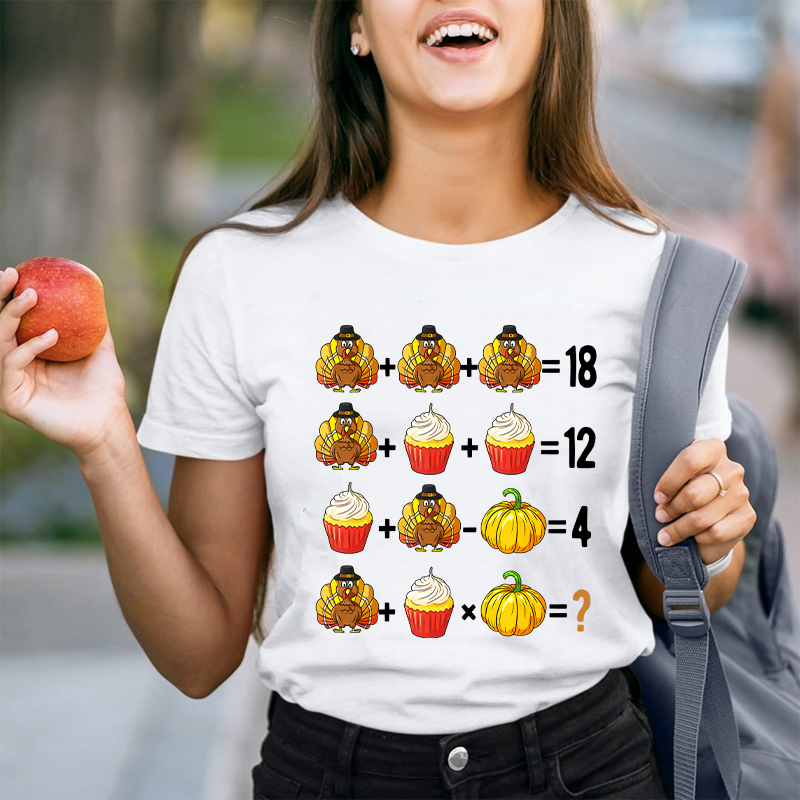 Thanksgiving Vibes Math Calculations Teacher T-Shirt