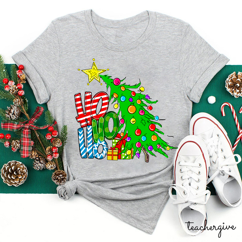 Ho Ho Ho Christmas Tree Teacher T-Shirt