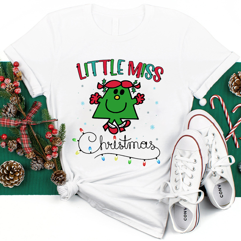 Little Miss Loves Christmas Teacher T-Shirt