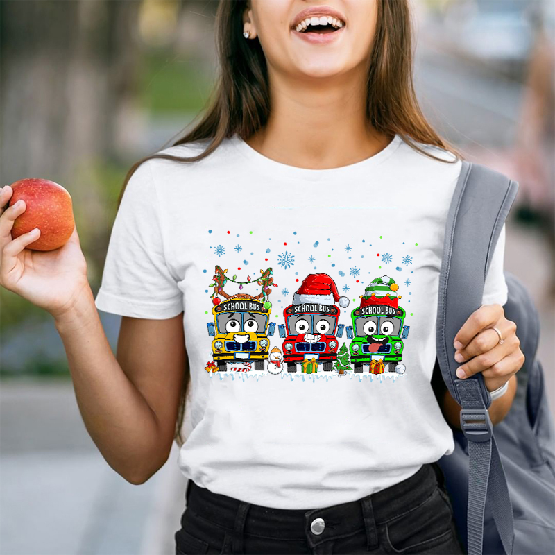 School Bus And Presents Teacher T-Shirt