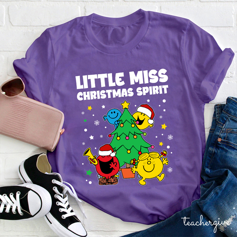 Little Miss Christmas Spirit Teacher T-Shirt
