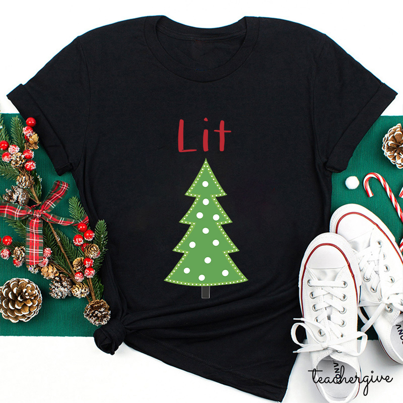 Lit Christmas Tree Teacher T-Shirt