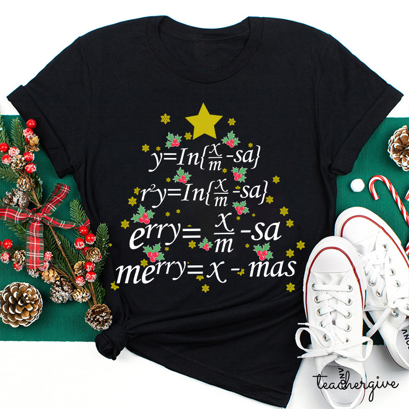 Merry Christmas Math Equation Teacher T-Shirt