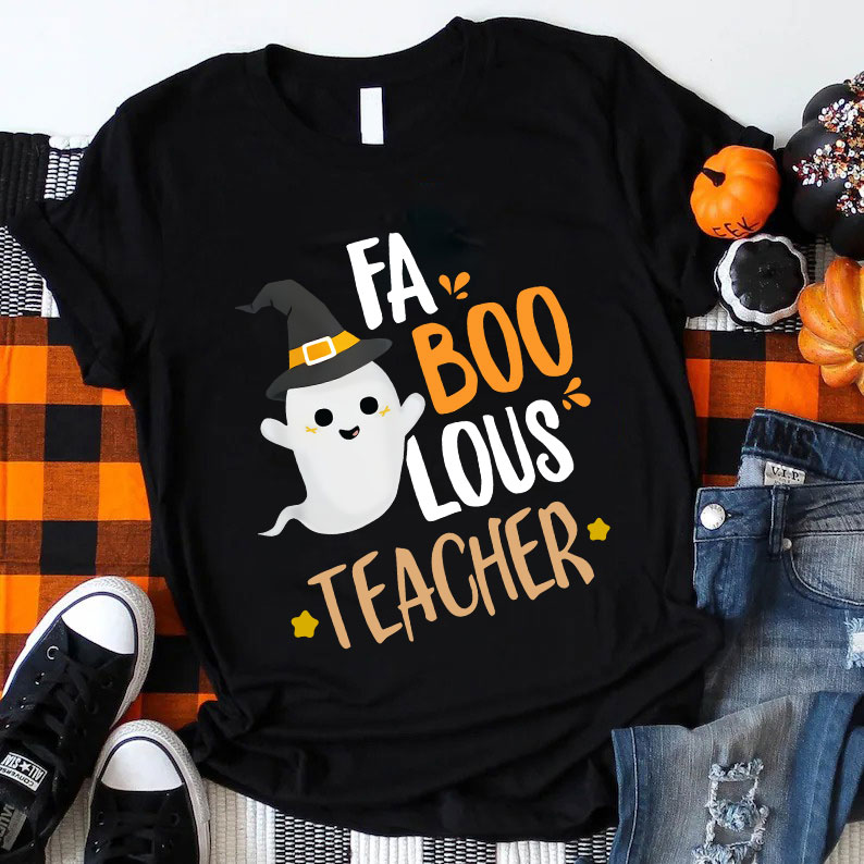 Floating Ghost Fa Boo Lous Teacher T-Shirt