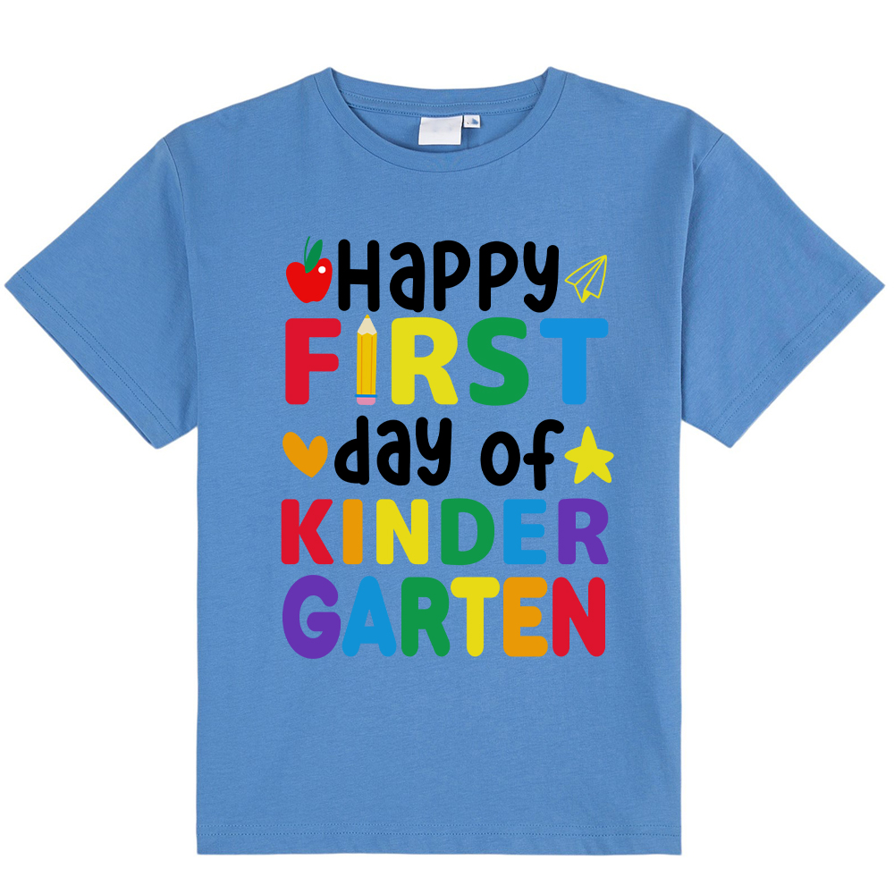 Personalized  Happy First Day Of Kindergarten Kids T-Shirt