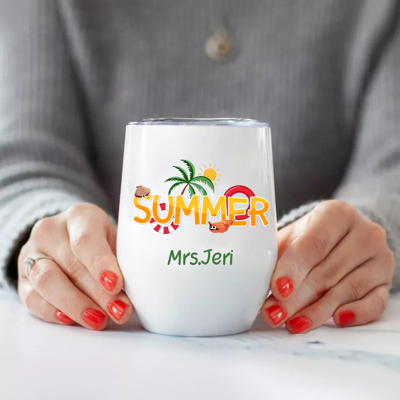 Personalized Summer Swimming Ring  Wine Tumbler